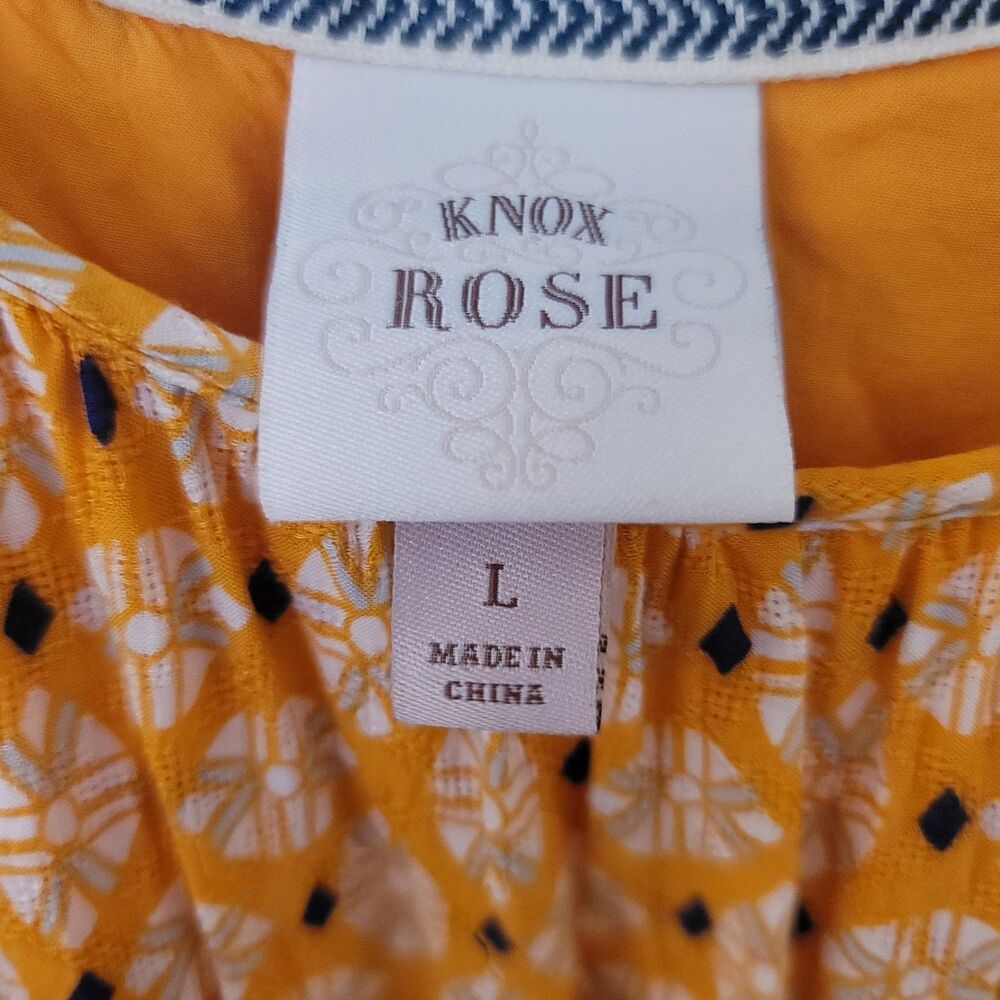 Women's Tiered Maxi Dress w/Pockets SZ L Peasant Boho Orange Blue Diamond - Picture 14 of 14